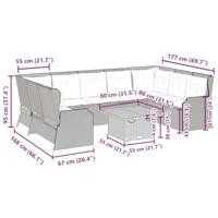 7-delige Loungeset met kussens poly rattan grijs - thumbnail