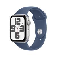 Apple Watch SE (2e gen.) GPS 44 mm Smartwatch - Kast van zilverkleurig aluminium - Denim sportbandje (M/L). Conditie en slaap bijhouden, ongelukdetectie, hartritme monitoren, Retina-display - thumbnail