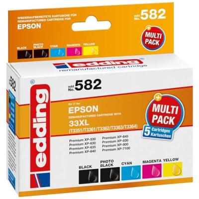Edding Inktcartridge vervangt Epson 33XL, T3357, T3351, T3361, T3362, T3363, T3364 Compatibel Combipack Zwart, Foto zwart, Cyaan, Magenta, Geel EDD-582 18-582