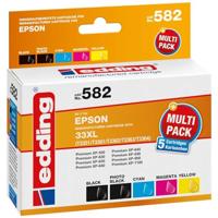 Edding Inktcartridge vervangt Epson 33XL, T3357, T3351, T3361, T3362, T3363, T3364 Compatibel Combipack Zwart, Foto zwart, Cyaan, Magenta, Geel EDD-582 18-582 - thumbnail