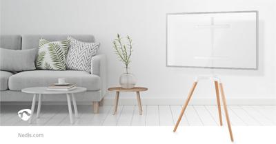 Nedis TVSM7060WT Tv Vloerstandaard 50 - 65 " 35 Kg Scandinavian Design Draaibaar Anti-omval-riem Snap-lock Aluminium / Staal Wit