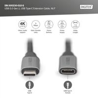 Digitus USB-kabel USB 3.2 Gen1 (USB 3.0 / USB 3.1 Gen1) USB-C, USB-C bus, USB-C stekker 1.00 m Zwart Flexibel, Afgeschermd, Met USB DB-300230-010-S - thumbnail