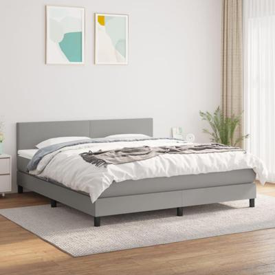 Boxspring met matras stof lichtgrijs 160x200 cm