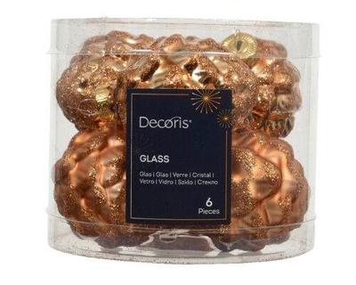 Dennenappel glas d5h7 cm brandy 6 st Decoris - Decoris Dennenappel glas d5h7 cm brandy 6 st Decoris - Decoris