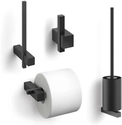 ZACK Carvo toilet accessoires 4-delig rond zwart