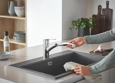 Grohe QuickFix Start keukenmengkraan met uittrekbare handdouche chroom
