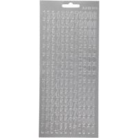 Creativ Company Stickers, cijfers, vel 10x23 cm, zilver, 1 vel - thumbnail