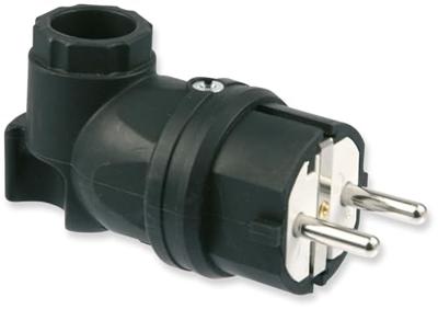 PCE 05811-s Haakse stekker met randaarde Rubber 230 V Zwart IP44