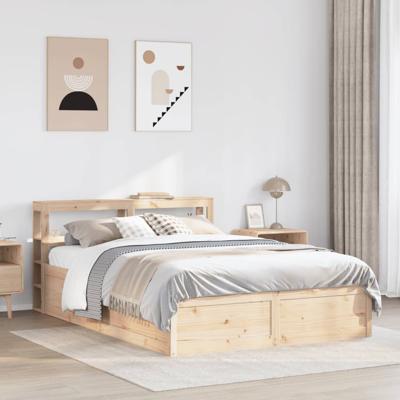 Bedframe met hoofdbord massief grenenhout 140x190 cm - thumbnail
