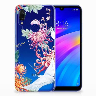 Xiaomi Redmi 7 TPU Hoesje Bird Flowers Xiaomi Redmi 7 TPU Hoesje Bird Flowers