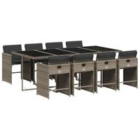 9-delige Tuinset met kussens poly rattan grijs - thumbnail