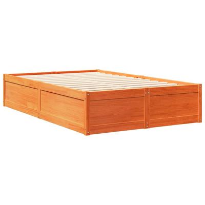 Bed met boekenkast zonder matras grenenhout wasbruin 120x190 cm