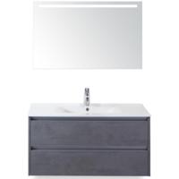 Dante Badmeubelset 100 cm - Beton Antraciet - Keramische Wastafel Wit Enjoy met Sence Spiegel - thumbnail