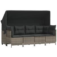 5-delige Loungeset met kussens poly rattan grijs - thumbnail