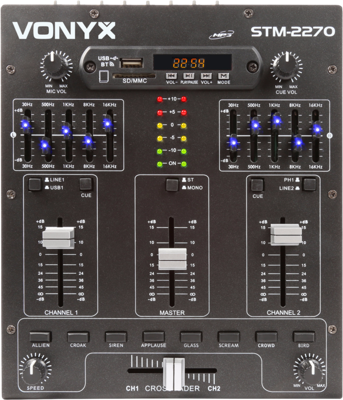 Vonyx STM2270 4-kanaals mixer met effecten, BT, SD, USB & MP3 Vonyx STM2270 4-kanaals mixer met effecten, BT, SD, USB & MP3