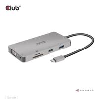 club3D CSV-1594 USB 3.1 Gen 1-hub 9 poorten Met ingebouwde netwerkaansluiting, Met ingebouwde SD-kaartlezer, Met USB-C stekker Zilver - thumbnail