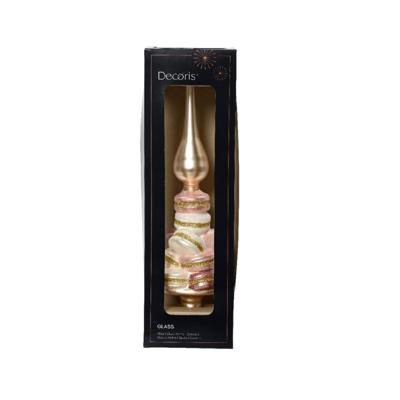 Piek met macarons glas Ø8xH29,5cm