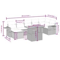 8-delige Loungeset met kussens poly rattan grijs - thumbnail