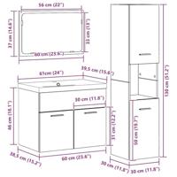Badkamermeubelset met plank met opslag 4 pcs Bruin Bewerkt hout - thumbnail
