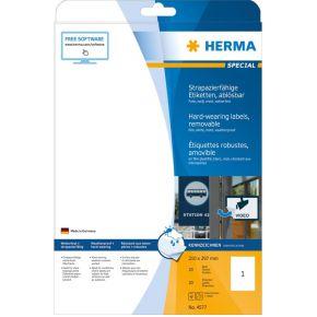 Etiket HERMA 4577 210x297mm folie wit 20 etiketten Etiket HERMA 4577 210x297mm folie wit 20 etiketten