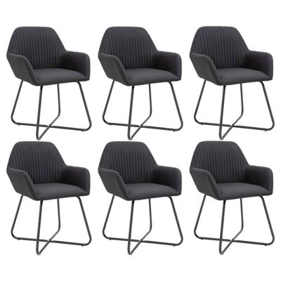 VidaXL Eetkamerstoelen 6 st stof zwart VidaXL Eetkamerstoelen 6 st stof zwart