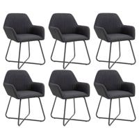 VidaXL Eetkamerstoelen 6 st stof zwart - thumbnail