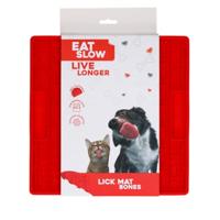 Eat Slow Live Longer Lick Mat Bones Red - thumbnail
