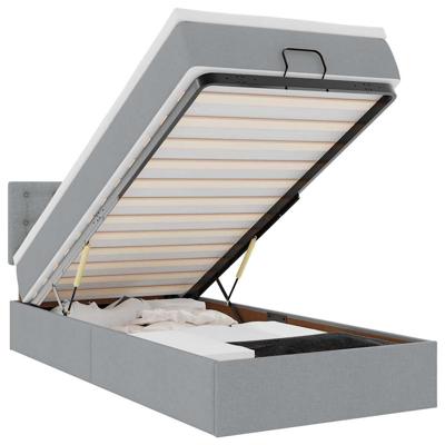 Ottoman bed met matras 90x190cm stof lichtgrijs - thumbnail