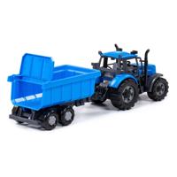 Cavallino tractor met kiepwagen aanhangwagen blauw, schaal 1:32 - thumbnail