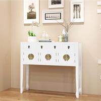VidaXL Dressoir chinese stijl massief hout wit - thumbnail