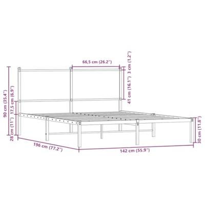 Bedframe zonder matras metaal bruin eikenkleurig 137x190 cm Bedframe zonder matras metaal bruin eikenkleurig 137x190 cm