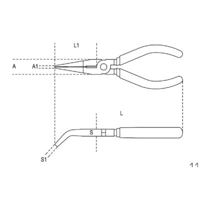 Beta Telefoontang, lange halfronde gebogen bekken, verchroomd, dubbele PVC handgreep 1168 160 - 011680006 - thumbnail