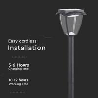 V-TAC VT-984 Solar Gazonlamp - IP65 Waterdicht - Mat Zwart - 2W - 110 Lumen - 3000K + 6000K - thumbnail