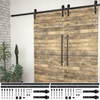 Hardwaresets voor schuifdeuren 2 st 200 cm staal zwart - thumbnail