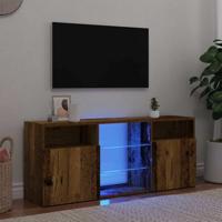 Tv-meubel met LED 120x30x50 cm bewerkt hout oud hout - thumbnail