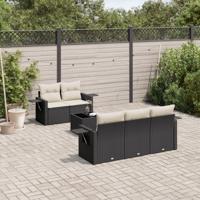6-delige Loungeset met kussens poly rattan zwart - thumbnail