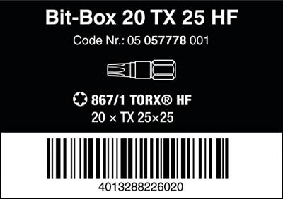 Wera Bit-Box 20 TX HF | TX 25 x 25 mm | 20-delig - 05057778001 - thumbnail