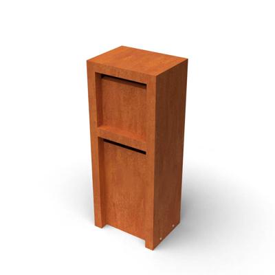 Litru Duo cortenstaal Brievenbus met 2 bussen L40 x B30 x H100 cm Geroba - Geroba