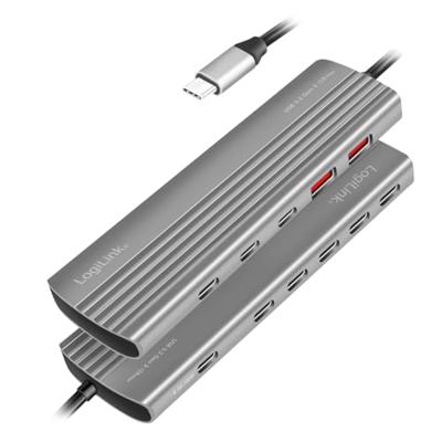 LogiLink UA0415 USB 3.2 Gen 2-hub 10 poorten Met aluminium behuizing, Met snellaadpoort Space grijs LogiLink UA0415 USB 3.2 Gen 2-hub 10 poorten Met aluminium behuizing, Met snellaadpoort Space grijs