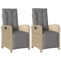 Tuinstoelen 2 st verstelbaar voetensteun poly rattan beige mix - thumbnail