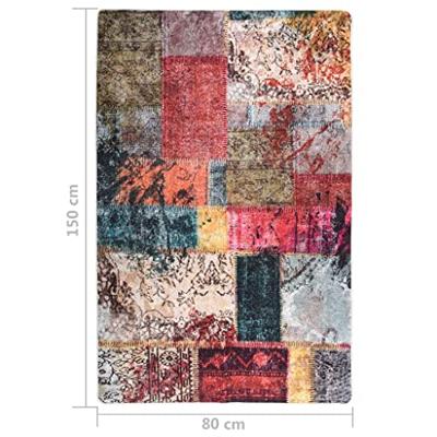 Vloerkleed wasbaar anti-slip patchwork 80x150 cm meerkleurig