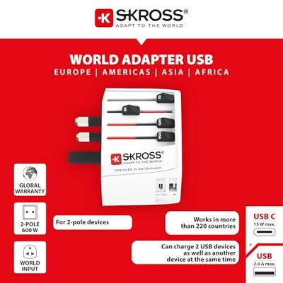 Skross 1302962 Reisstekker MUV USB (AC)