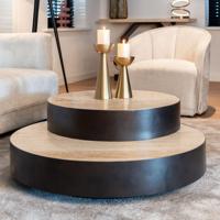 Richmond Ronde Salontafel 'Avalon' Travertin 2-in-1, 100 / 74cm - thumbnail