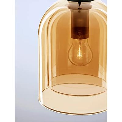 Lyora HanglampVelor enkel zwart met amber glas - 9236730