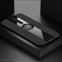 Voor OPPO Reno 2 XINLI stiksels doek Textue schokbestendig TPU beschermhoes met ring houder (zwart) - thumbnail
