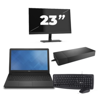 Dell Vostro 15-3568 - Intel Core i3-7e Generatie - 15 inch - 8GB RAM - 256GB SSD - Windows 11 Home + 1x 23 inch Monitor - thumbnail