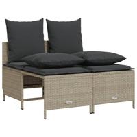 4-delige Loungeset met kussens poly rattan lichtgrijs - thumbnail