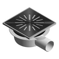 Doucheput Kunststof Aquaberg met Zijaansluiting 50 mm 15x15 cm met Reukslot 32 mm RVS Rooster Aquaberg - thumbnail