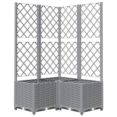 VidaXL Plantenbak met latwerk 80x80x136 cm polypropeen lichtgrijs