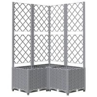 VidaXL Plantenbak met latwerk 80x80x136 cm polypropeen lichtgrijs - thumbnail
